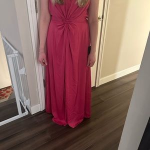 Satin pink long dress
